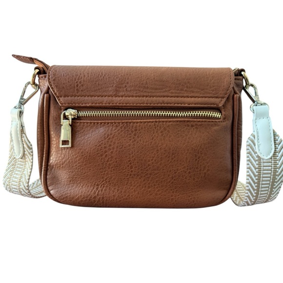 Antik Kraft Handbags - Antik Kraft Crossbody Saddle Bag Brown Vegan Leather Removable Strap